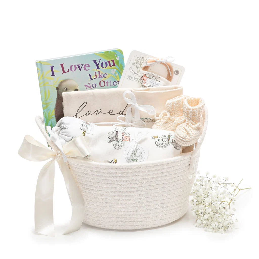 Paws & Pages  - Organic Otter Baby Gift Basket W/ Storybook