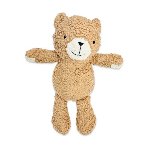 Peanut Lil Bear plush toy — 12-inch organic cotton sherpa bear, hand-knitted and GOTS certified, for babies and newborns