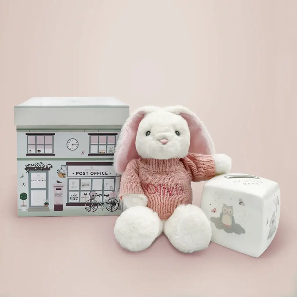 Eco Bunny & China Money Box Keepsake Gift Set for Baby Girls
