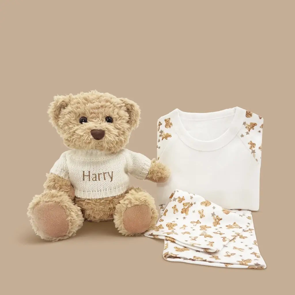 Personalized Teddy Bear & Baby Pajamas Gift Set