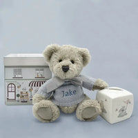 Teddy Bear & China Money Box Keepsake Gift Set for Baby Boys