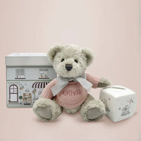 Teddy Bear & China Money Box Keepsake Gift Set for Baby Girls