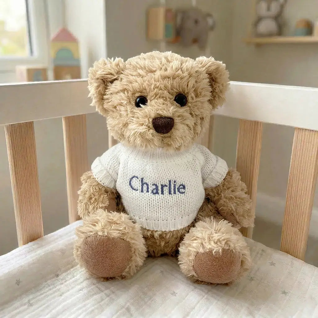Personalized Knit Sweater Teddy Bear - White