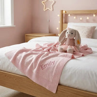 Steiff Hoppie Ballet Bunny & Personalized Blanket | Keepsake Baby Gift Set | Pink