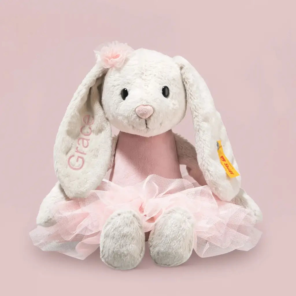 Steiff Hoppie Ballet Bunny & Personalized Blanket | Keepsake Baby Gift Set | Pink