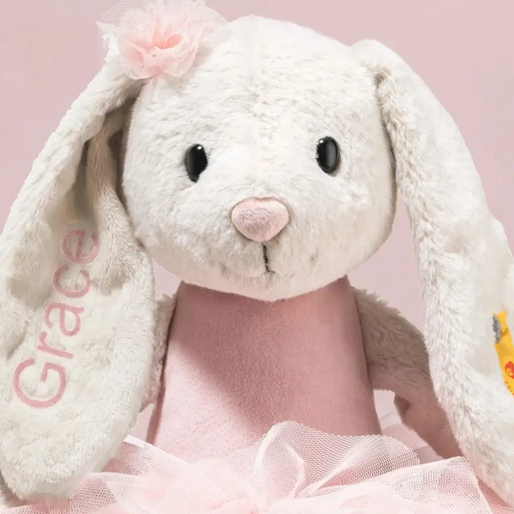 Steiff Hoppie Ballet Bunny & Personalized Blanket | Keepsake Baby Gift Set | Pink