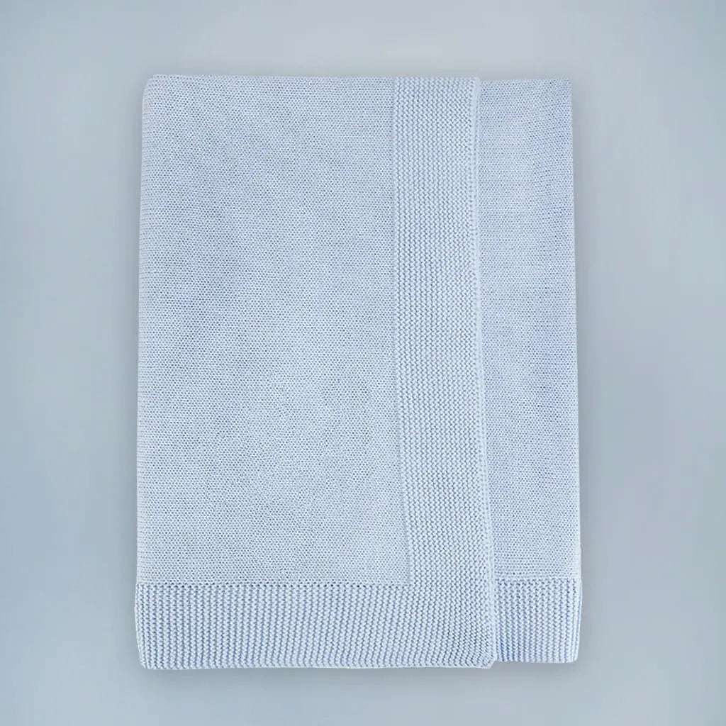 My First Steiff Teddy Bear, Blue Knitted Blanket & Muslin Gift Set