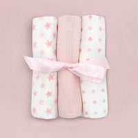 My First Steiff Teddy Bear, Pink Knitted Blanket & Muslin Gift Set
