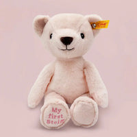 My First Steiff Teddy Bear, Pink Knitted Blanket & Muslin Gift Set