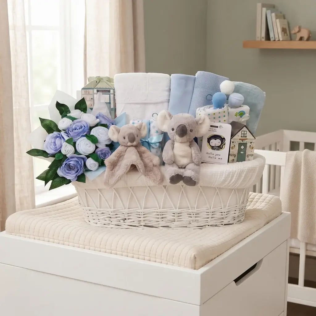 The Little Luxury | Moses Basket Gift Set | Baby Boy