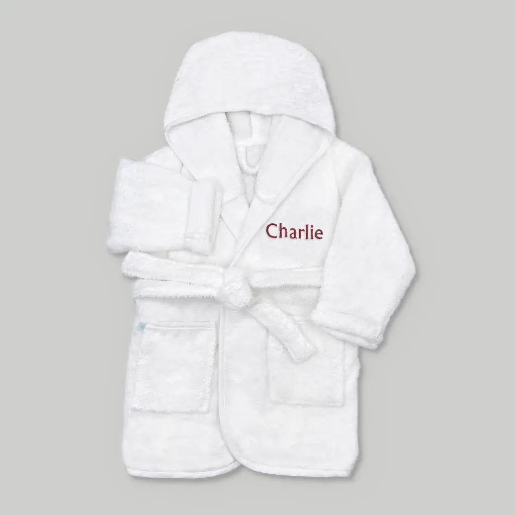 Personalized soft cotton baby bathrobe embroidered with a name