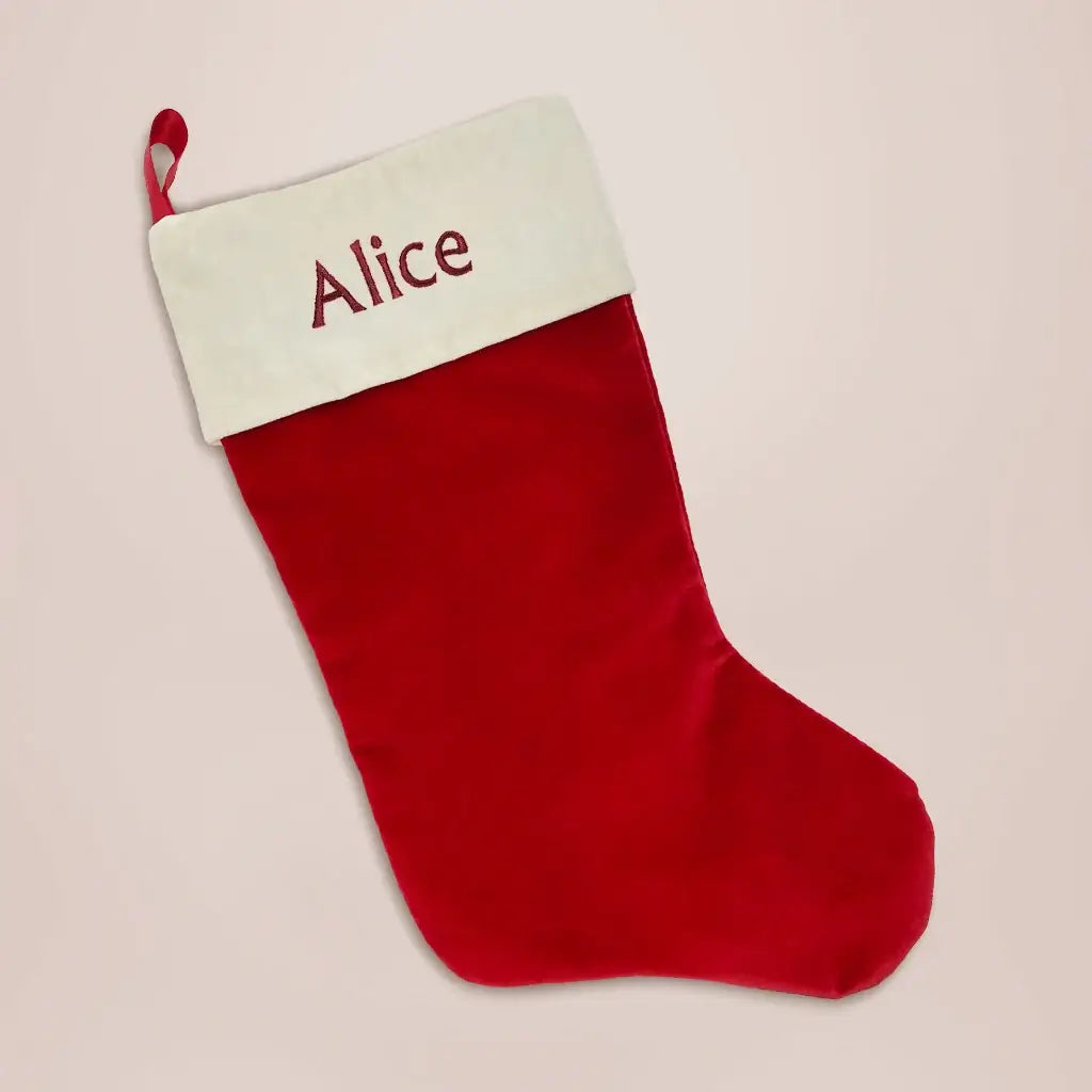 Personalized baby Christmas stocking embroidered with a name