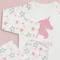 Unicorn Dreams Gift Set — Plush Unicorn & Personalized Star Pajamas for Girls