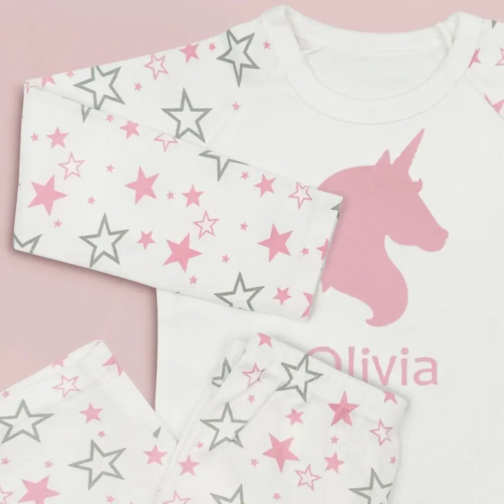 Unicorn Dreams Gift Set — Plush Unicorn & Personalized Star Pajamas for Girls