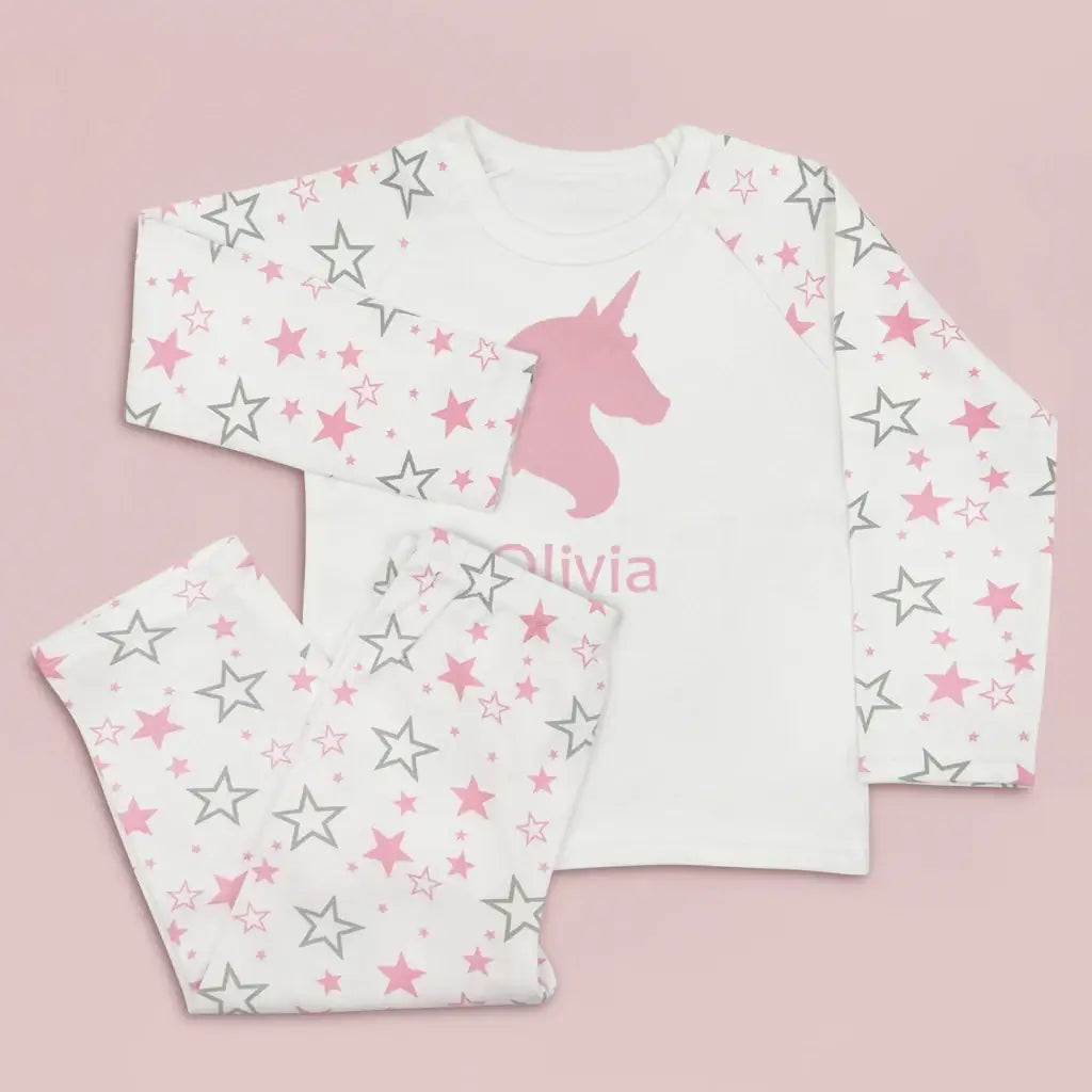 Unicorn Dreams Gift Set — Plush Unicorn & Personalized Star Pajamas for Girls