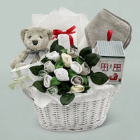 Christmas Bear & Bouquet Baby Basket