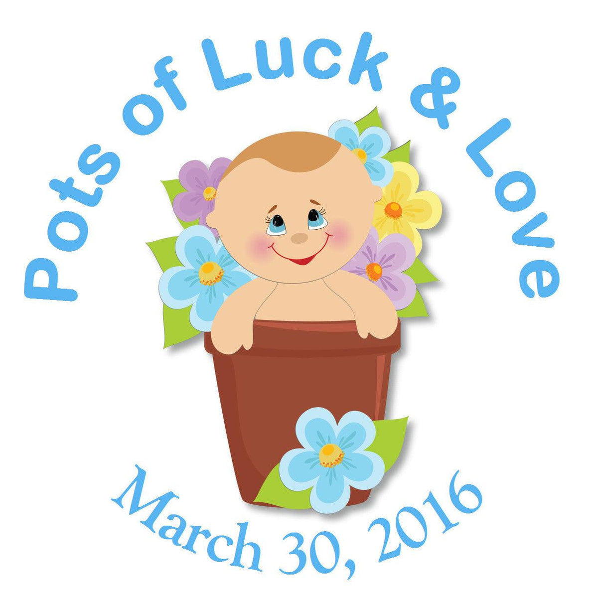 Pots of Luck Boy Circle Sticker - Gift Tags & Stickers (#GTS31) - StorkBabyGiftBaskets