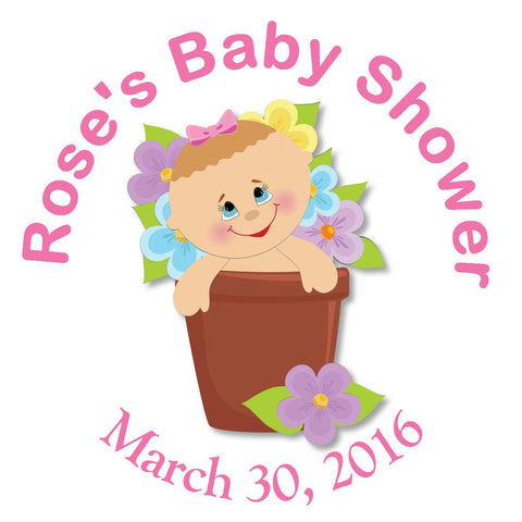 Bun In The Oven - Personalized Baby Girl Party Sticker Labels