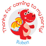 Red Dragon - Kids Birthday Party Sticker (#BPS6) - Stork Baby Gift Baskets