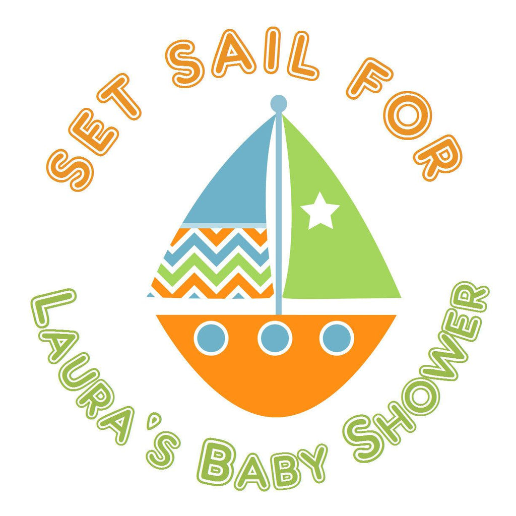 Sail Boat Circle Sticker - Gift Tags & Stickers (#GTS37) - StorkBabyGiftBaskets