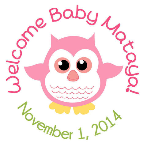 Baby Owl - Personalized Baby Shower Party Sticker Labels