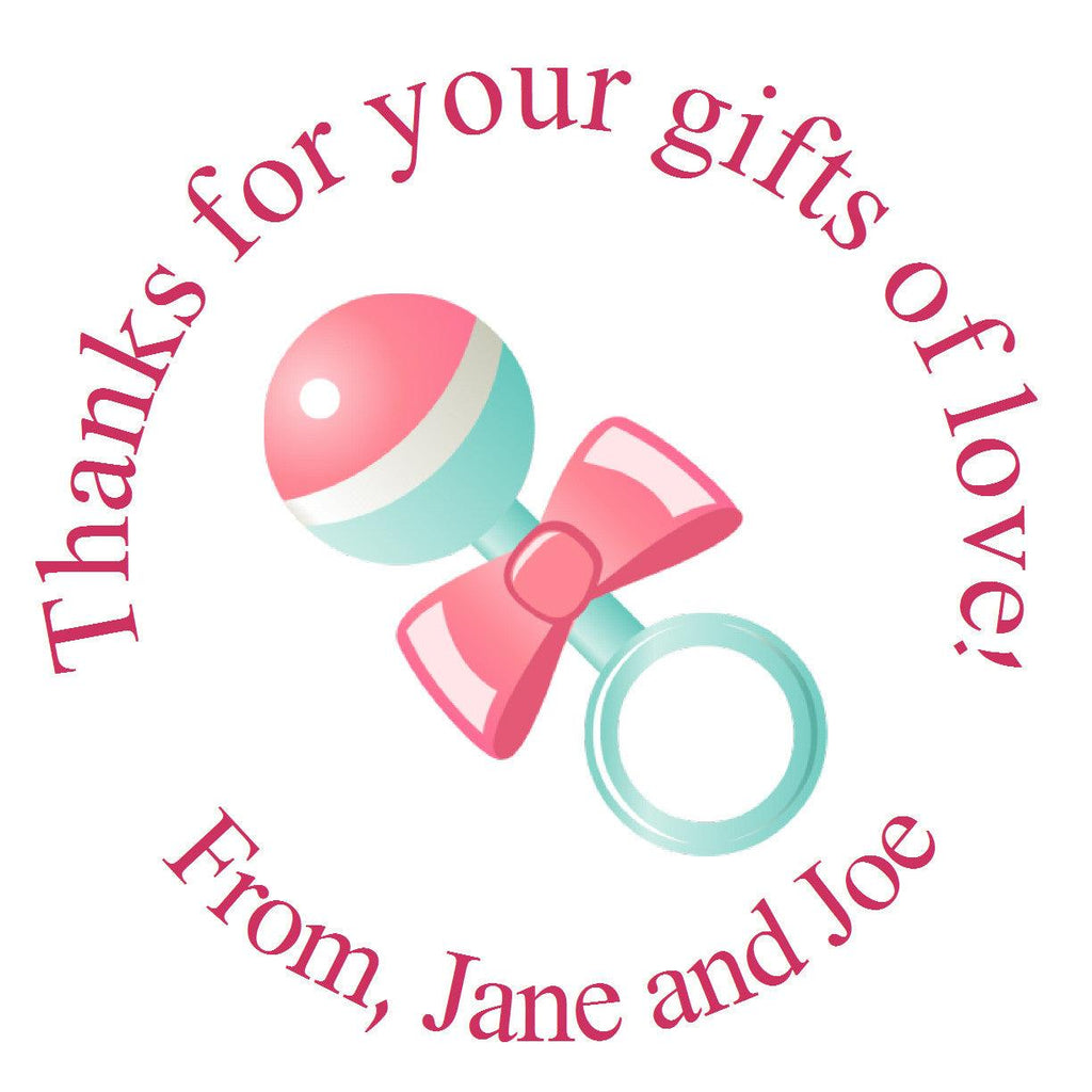 Gifts of Love Rattle Birth Announcement Sticker
