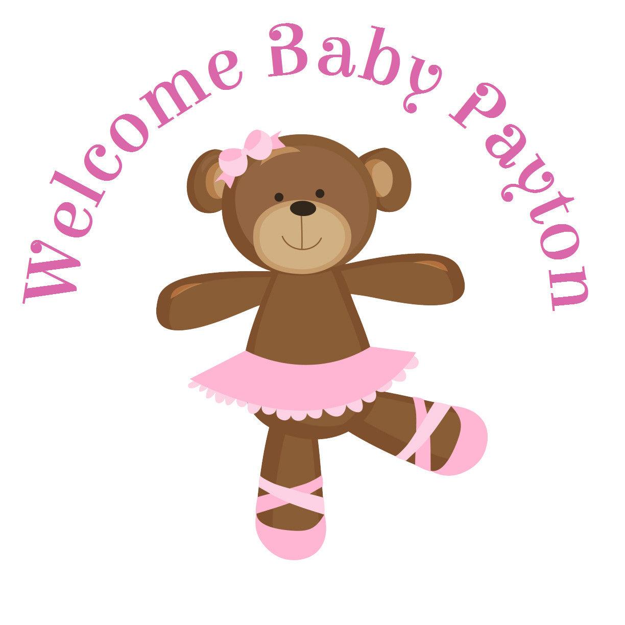 Ballerina Bear Girl Circle Sticker -Gift Tags & Stickers (#GTS10) - StorkBabyGiftBaskets