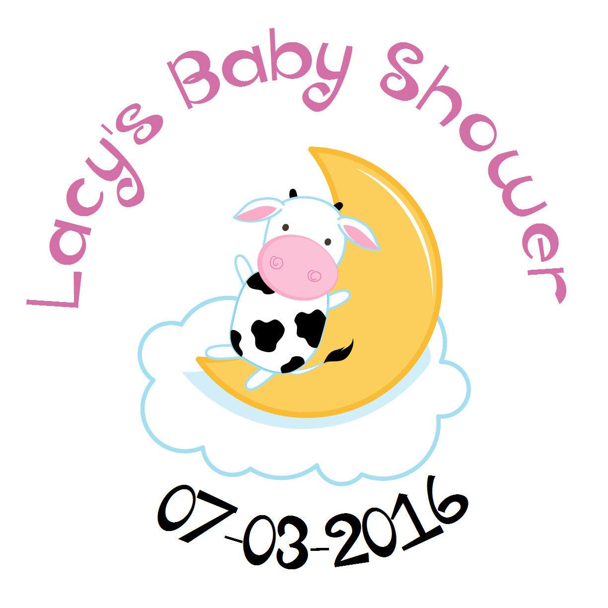 Nursery Rhymes - Cow on Moon Baby Shower Sticker (Choose size) 