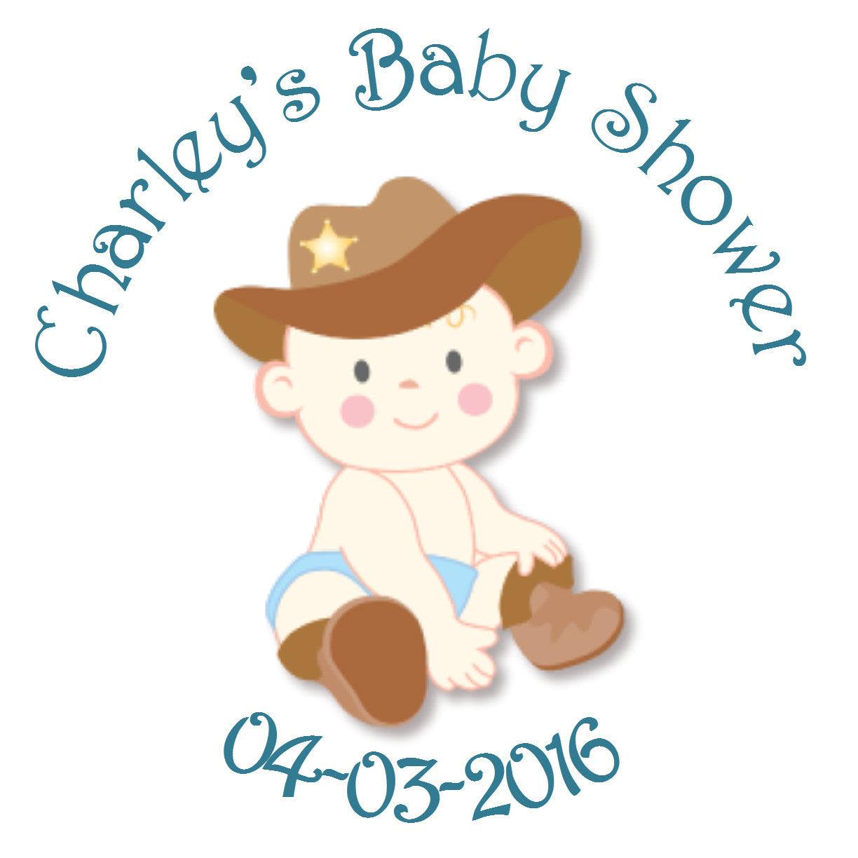 Lil' Cowboy Circle Sticker - Gift Tags & Stickers (#GTS13) - StorkBabyGiftBaskets