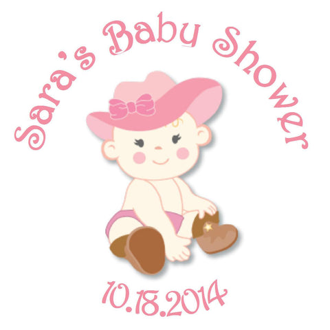 Baby Girl Pink Owl - Personalized Party Sticker Labels