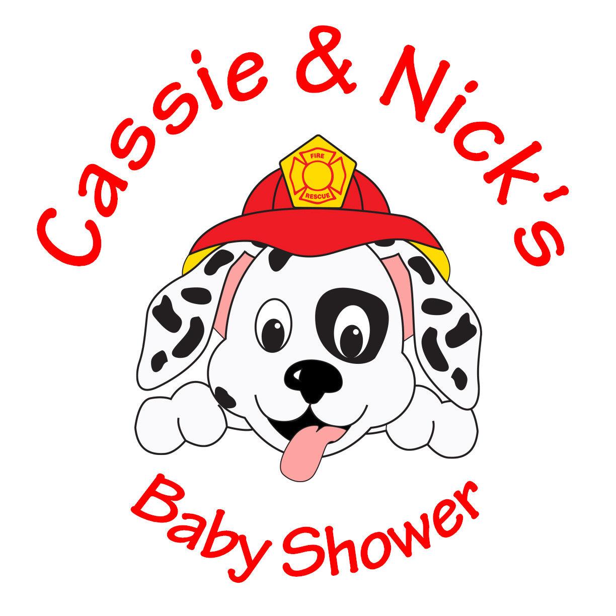 Dalmatian Firefighter Puppy - Baby Shower Gift Tag Stickers