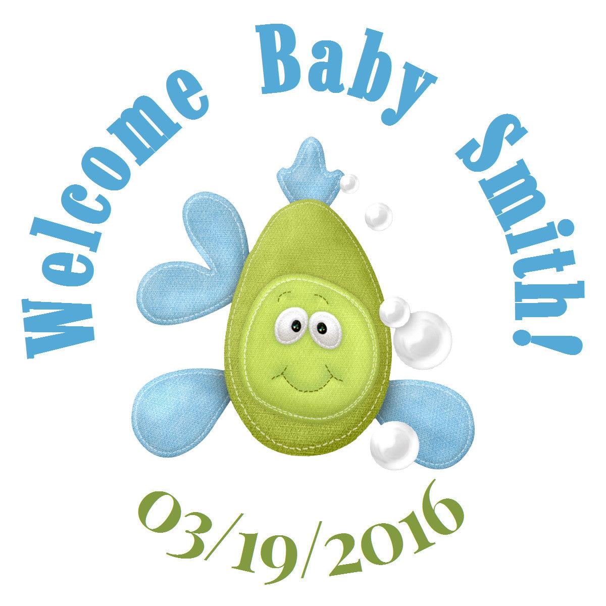 Fish Tales Boy Circle Sticker - Gift Tags & Stickers (#GTS18) - StorkBabyGiftBaskets