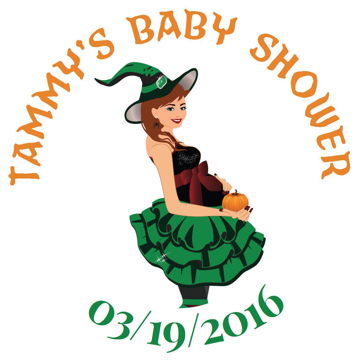 Halloween Witch Mama Baby Shower Sticker