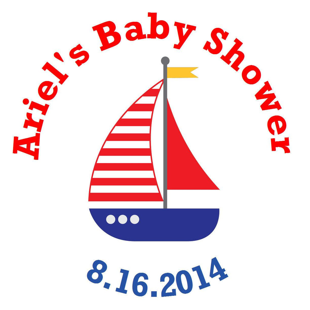 Nautical Sailboat  - Envelope Seal Sticker for Baby Shower 