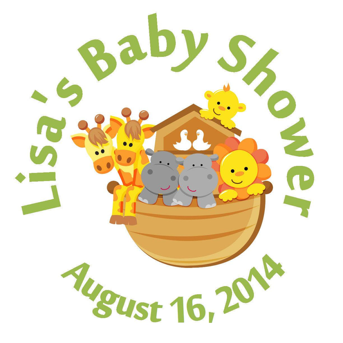 Noah's Ark Animals Personalized Baby Shower Sticker