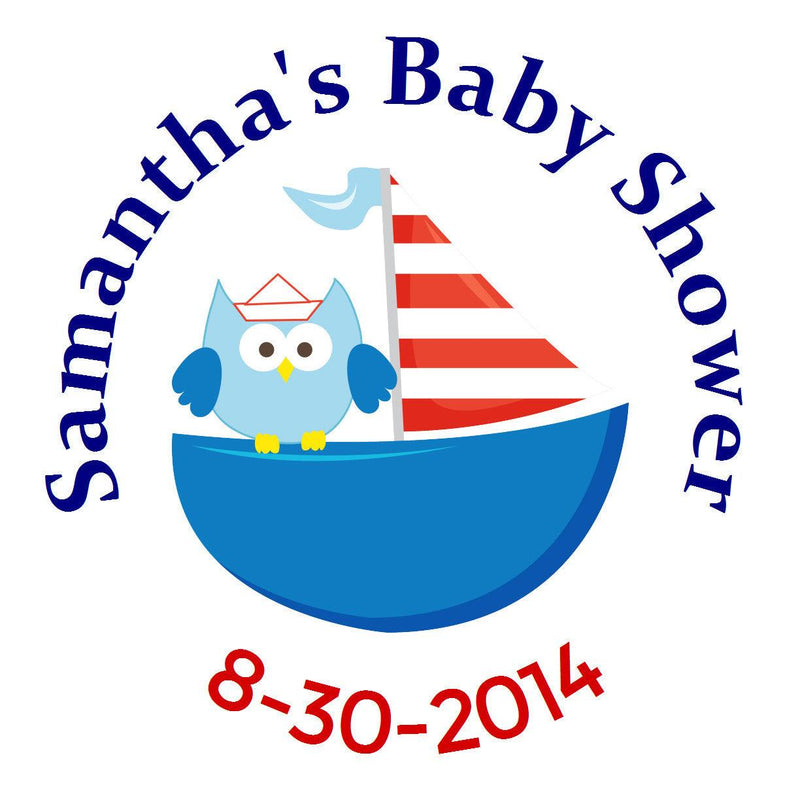 Owl Sailboat Circle Sticker - Gift Tags & Stickers (#GTS29) - StorkBabyGiftBaskets
