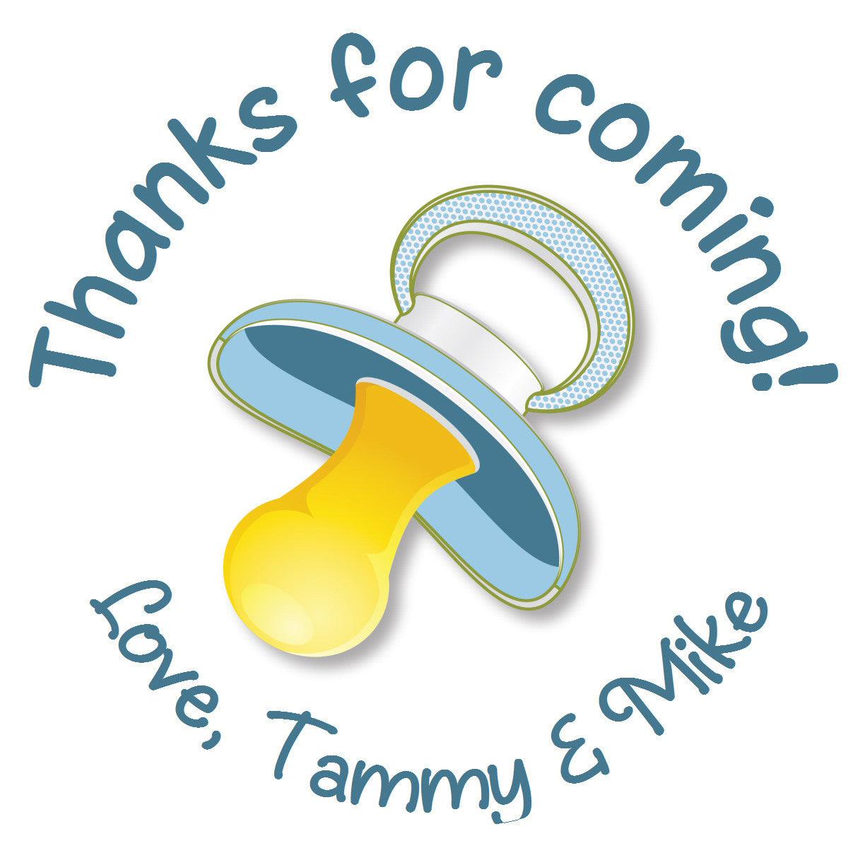 Baby Boy Pacifier - Personalized Baby Shower Sticker Favor