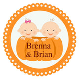 Personalized Pumpkin Patch Cuties Sticker For Twin Boy & Girl