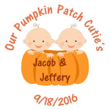Pumpkin Patch Twin Boys Custom Baby Shower Favor Stickers
