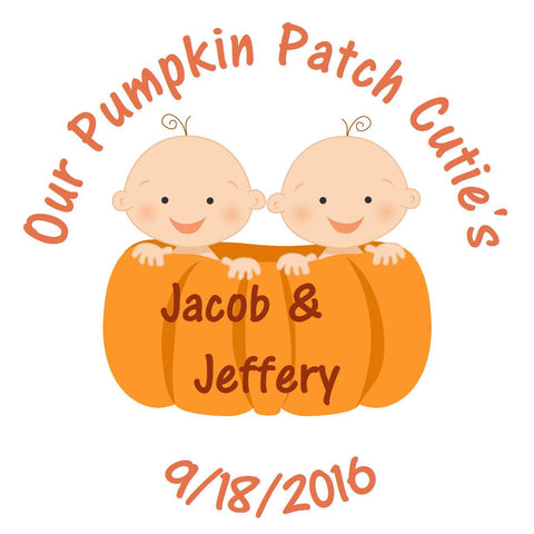 Personalized Pumpkin Patch Cuties Sticker For Twin Boy & Girl