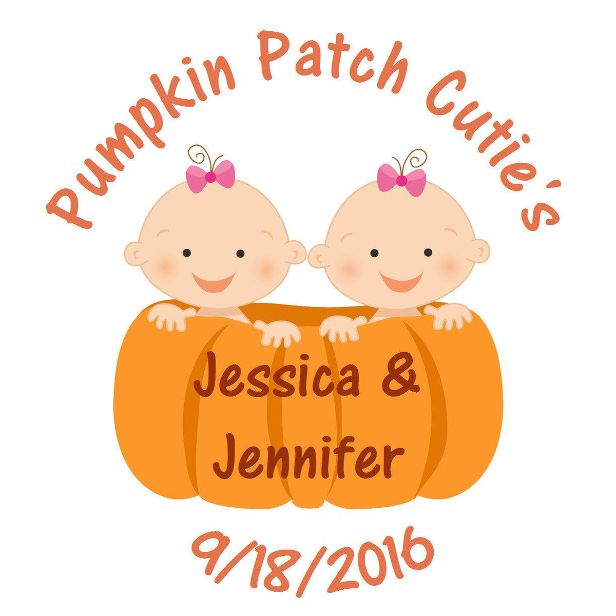 Pumpkin Patch Twin Girls -  Baby Shower Party Stickers