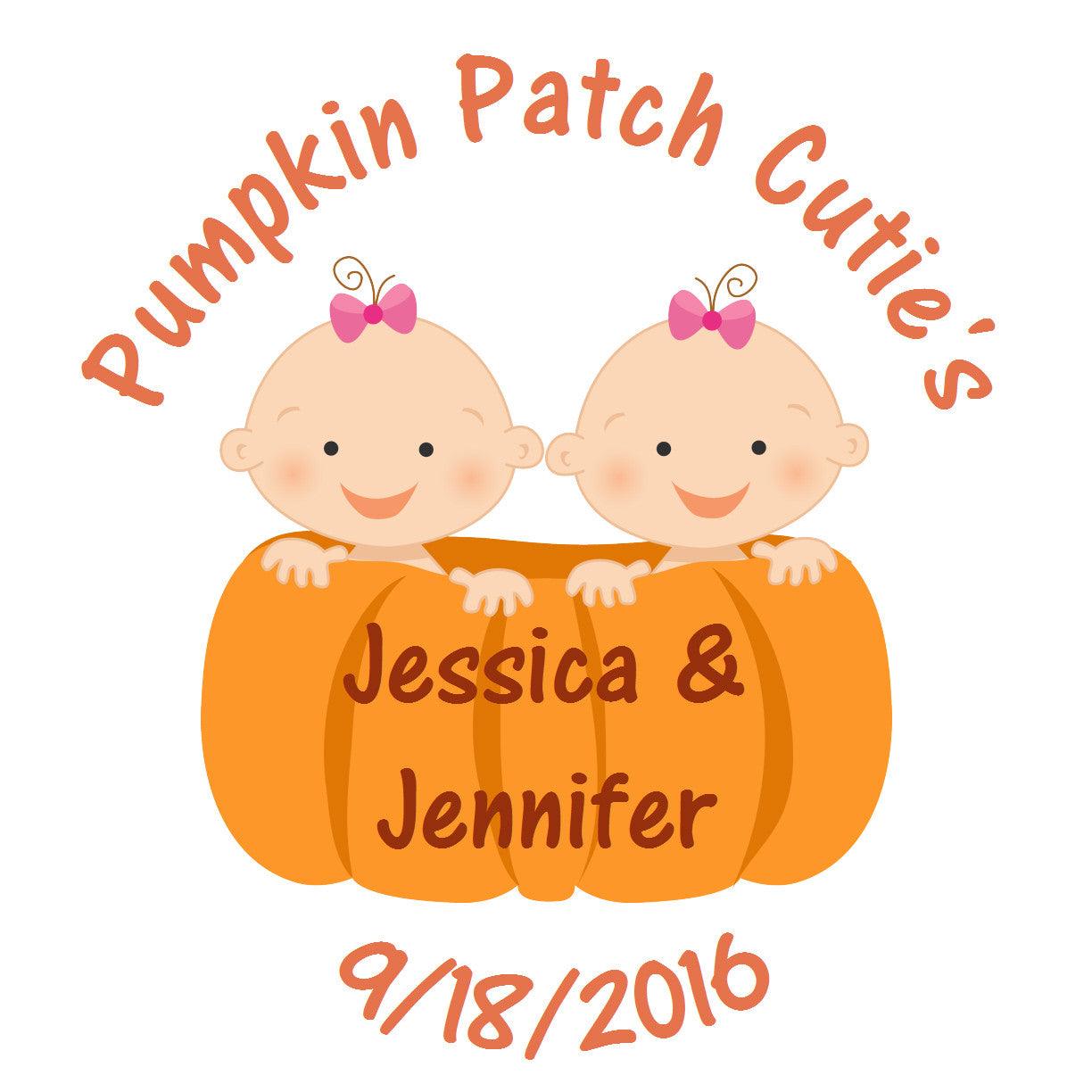 Pumpkin Patch Twin Girls -  Baby Shower Party Stickers
