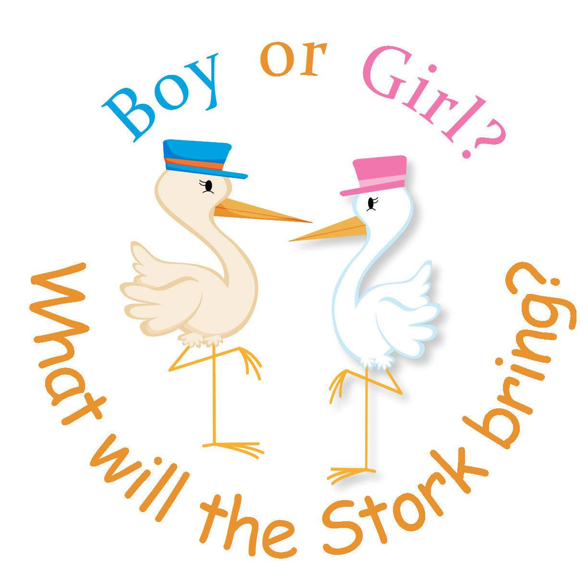 Pink & Blue Storks Gender Reveal - Gift Tags & Stickers (#GTS38) - StorkBabyGiftBaskets