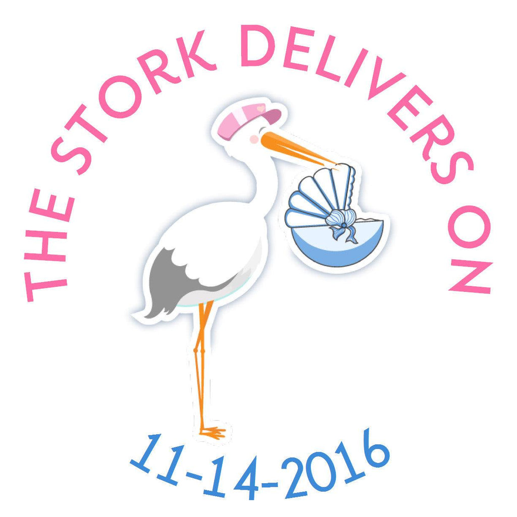 The Stork Delivers Circle Sticker - Gift Tags & Stickers (#GTS39) - StorkBabyGiftBaskets