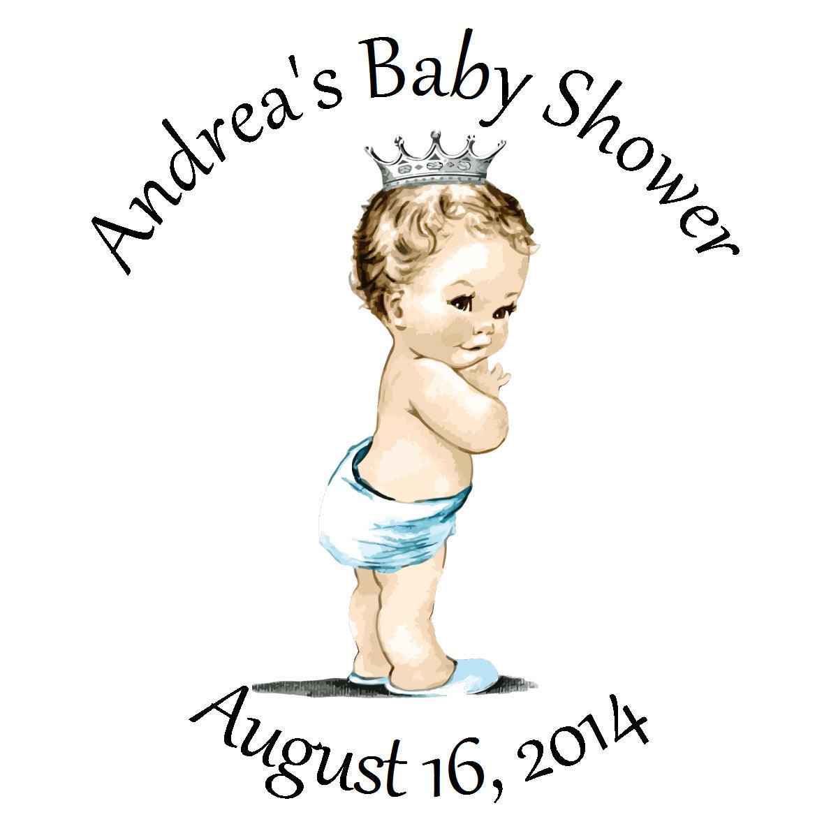 Vintage Prince - Personalized Baby Boy Shower Sticker Labels