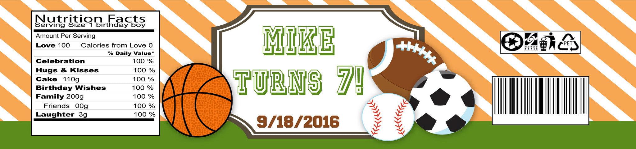 All-Star Sports Water Bottle Labels (Boy's) (#B-WBL109) - StorkBabyGiftBaskets