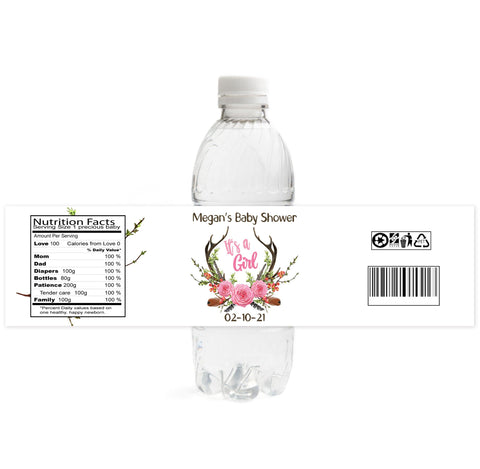 Boho Nursery Baby Shower Water Bottle Labels