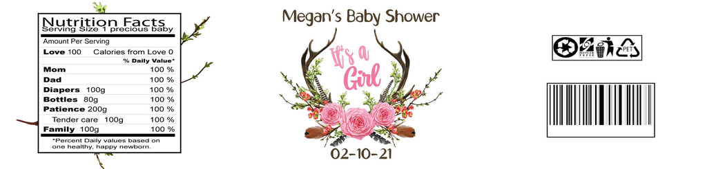 Antlers Boho Water Bottle Labels - StorkBabyGiftBaskets.com