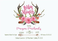 Antlers Boho Baby Shower Invitation - StorkBabyGiftBaskets.com