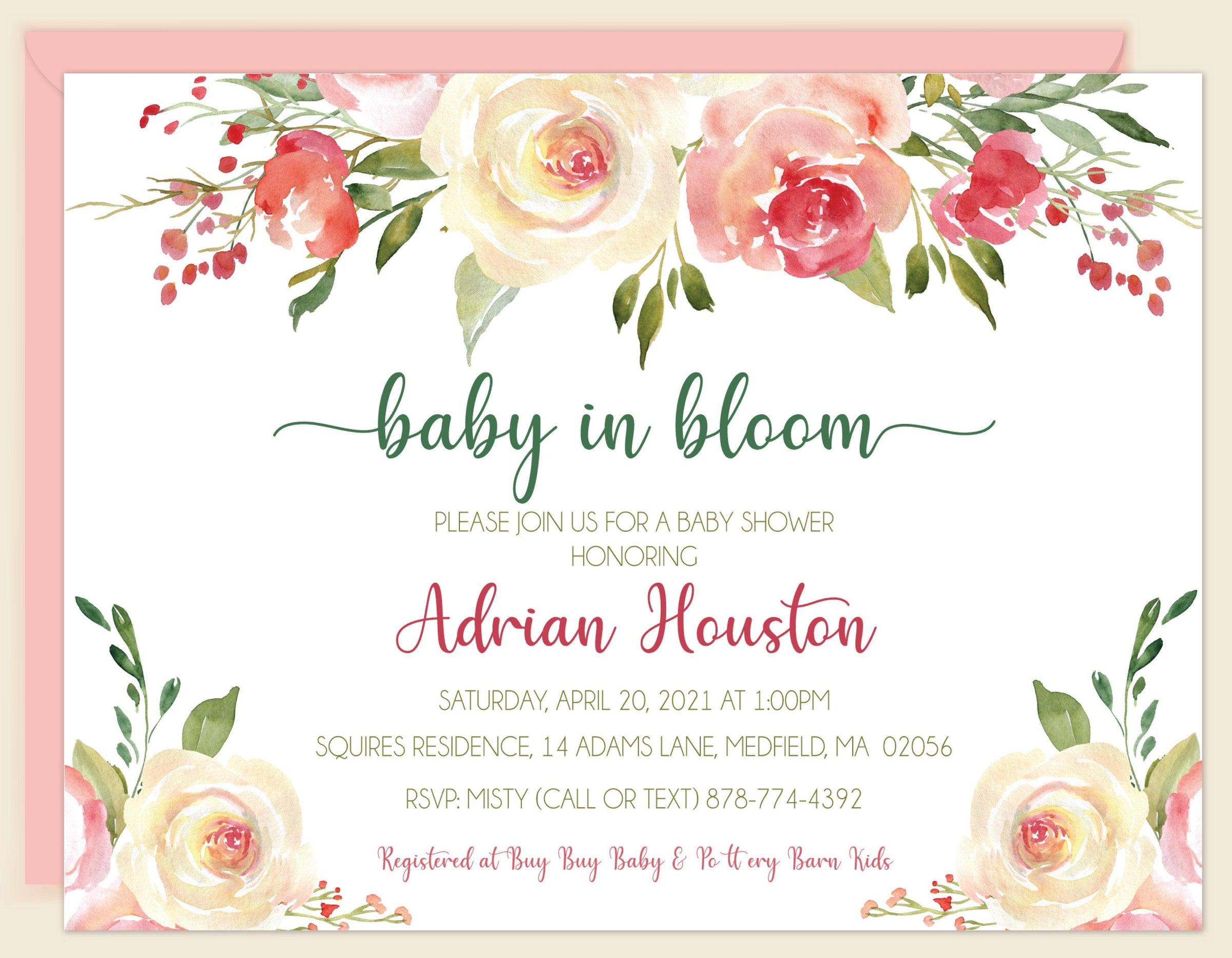 Baby In Bloom Pink Blush Shower Invitation